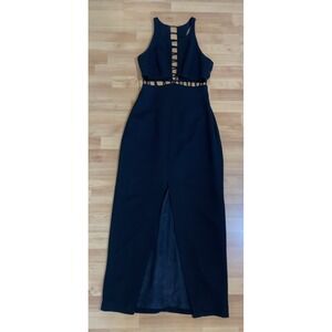 Cache Black Cut‎ Out Maxi Dress Formal Evening Dress Size 6 Vintage Sleeveless